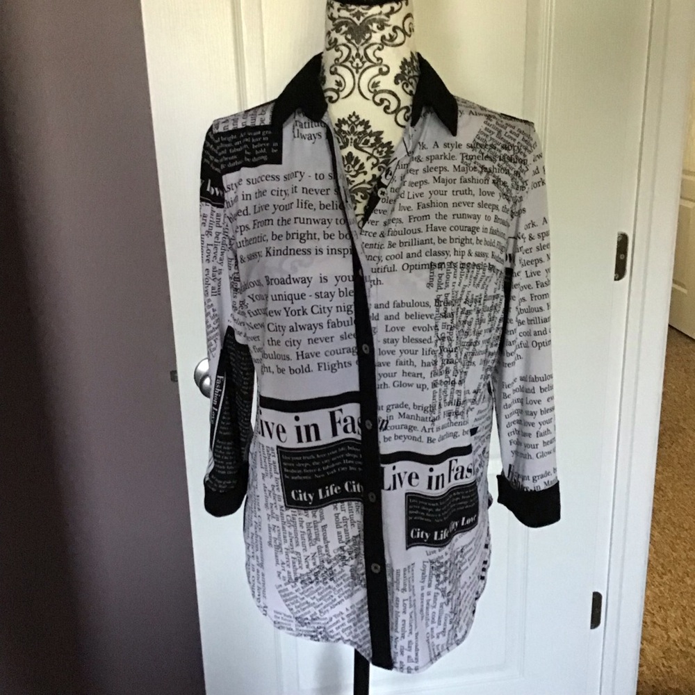 Peter Nygard Black and White Print Shirt